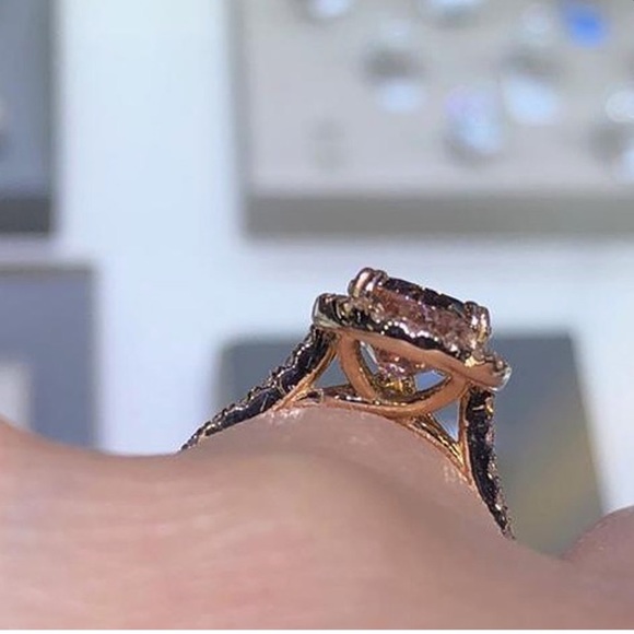 18K Rose Gold Filled Pear shape Morganite Ring - Picture 5 of 12